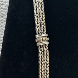 Silver and Gold Braided Wheat Chain Bracelet